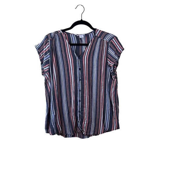 Liz Claiborne Pink, Blue and Gray Striped Blouse Size XXL - Picture 1 of 4